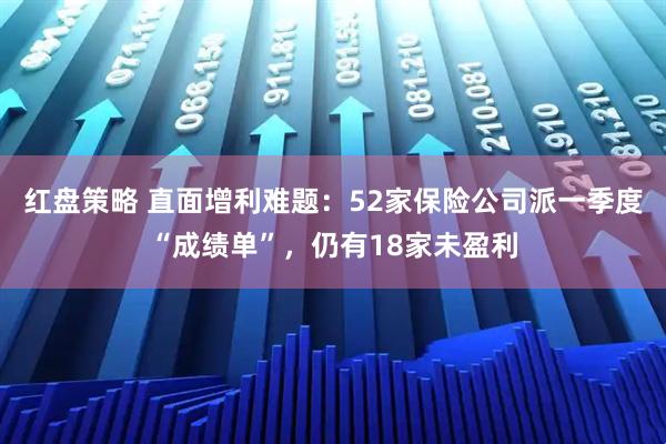 红盘策略 直面增利难题：52家保险公司派一季度“成绩单”，仍有18家未盈利
